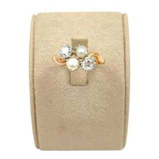Bague Or 18 Ct Perles&Diamants