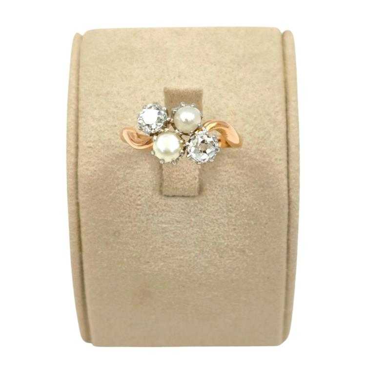 Bague Or 18 Ct Perles&Diamants