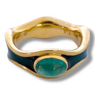Bague Or 18Ct & Emeraude Cabochon
