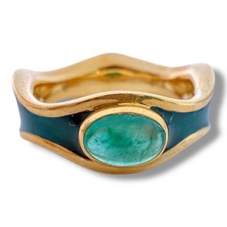 Bague Or 18Ct & Emeraude Cabochon