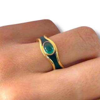 Bague Or 18Ct & Emeraude Cabochon