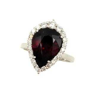 Bague Or 18 Ct Diamants&Grenat