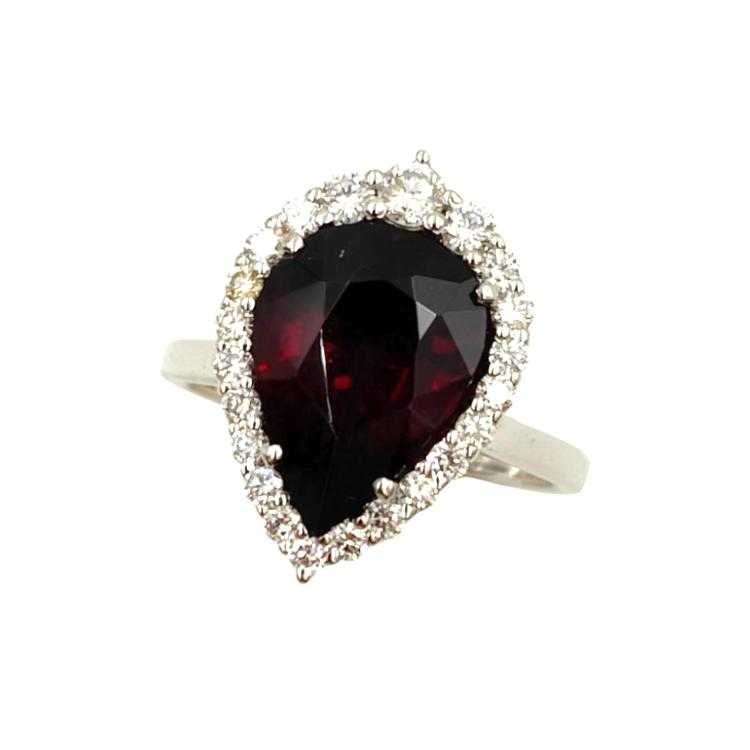 Bague Or 18 Ct Diamants&Grenat