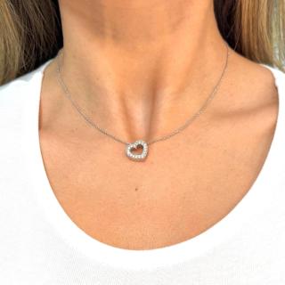 Collier Coeur Diamants & Or Blanc 18Ct