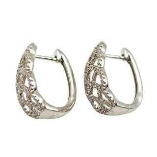 Boucles d'Oreilles Or Blanc 18 Ct & Diamants
