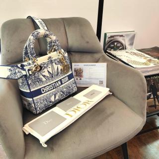 Sac à main Dior Lady D’Lite Toile de Jouy