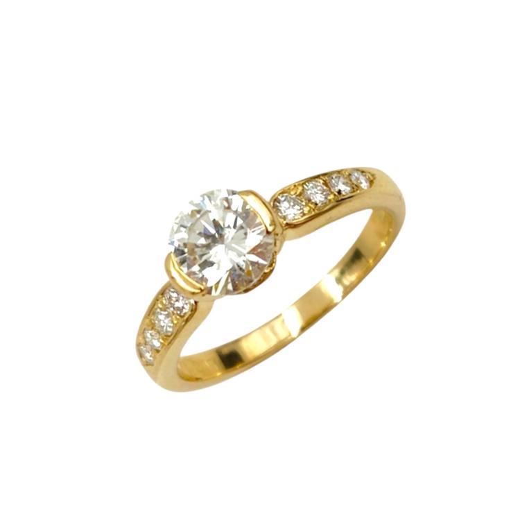 Bague Or Jaune 18 Ct & Diamants