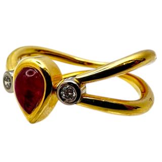 Bague Or 18Ct, Rubis & Diamants