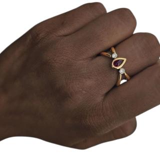 Bague Or 18Ct, Rubis & Diamants