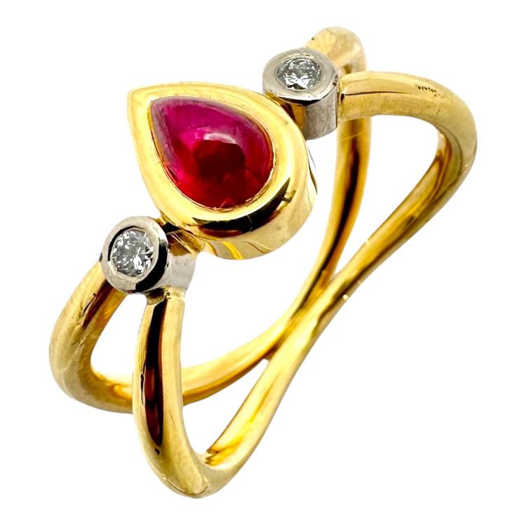 Bague Or 18Ct, Rubis & Diamants