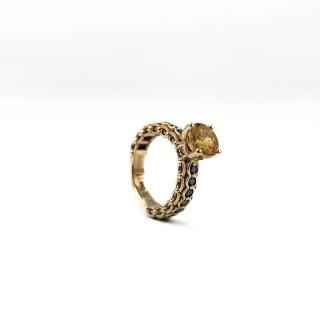 BAGUE THIEN SAPHIER JAUNE ET DIAMANT NOIR