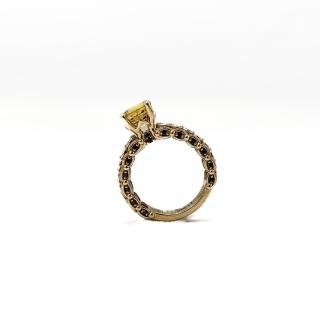 BAGUE THIEN SAPHIER JAUNE ET DIAMANT NOIR