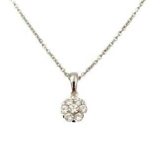 Collier Or Blanc 18 Ct & Diamants