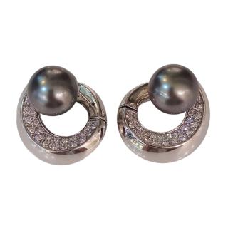 Boucles d'Oreilles Damiani Or blanc 18 Ct Perle Grise et...