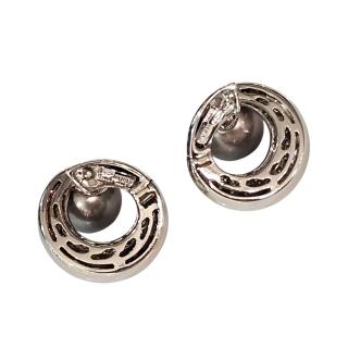 Boucles d'Oreilles Damiani Or blanc 18 Ct Perle Grise et...