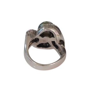 Bague Or Blanc 18 Ct Perle et Diamants