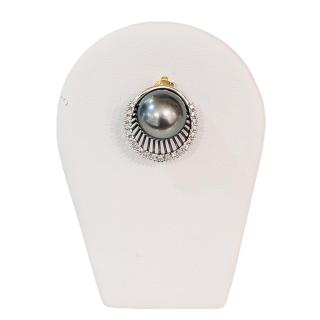 Pendentif Or Blanc 18 Ct Perle et Diamants