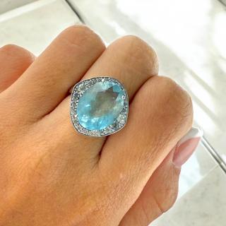 Bague Aigue Marine Or 18Ct & Diamants