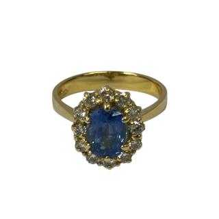 Bague Or Jaune 18CT Saphir et Diamants