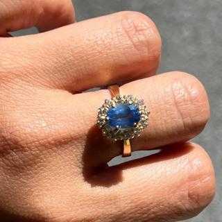 Bague Or Jaune 18CT Saphir et Diamants