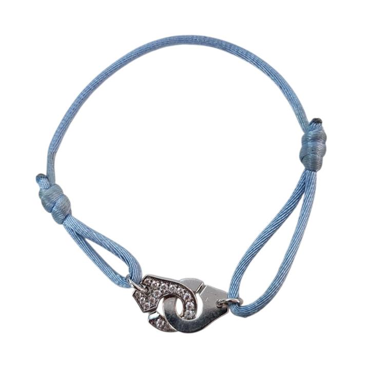 Dinh Van Bracelet sur Cordon Menottes R10 Or Blanc 18 Ct et Diamants
