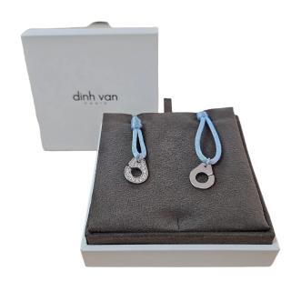 Dinh Van Bracelet sur Cordon Menottes R10 Or Blanc 18 Ct et Diamants
