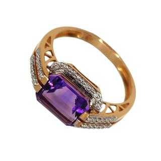 Bague Or 18 Ct Améthyste&Diamants