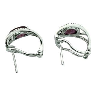Boucles D'Oreilles Or 18Ct Diamants & Rubis