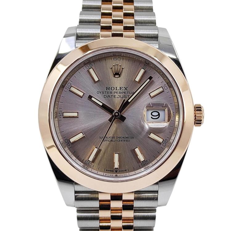 Rolex Date Just Two Tone Everose Sundust Dial