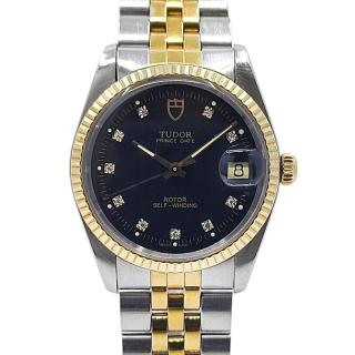 Tudor Rolex Prince Date Black Dial Diamonds