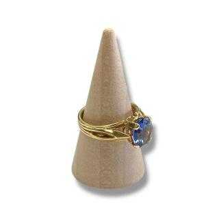 Bague or jaune 18ct avec pierre bleu