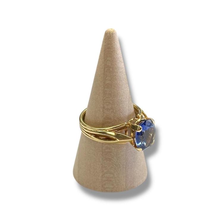 Bague or jaune 18ct avec pierre bleu