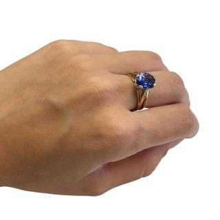 Bague or jaune 18ct avec pierre bleu