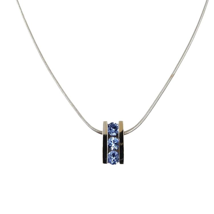 Collier Or Blanc 18 Ct & Tourmaline