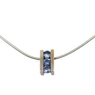 Collier Or Blanc 18 Ct & Tourmaline