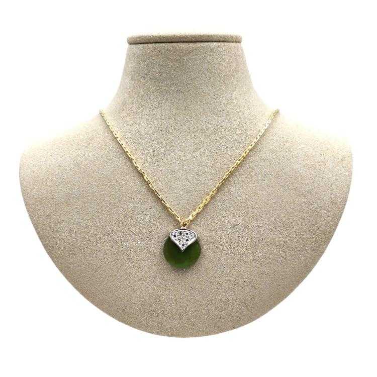 Collier Or 18 Ct Jade&Diamants