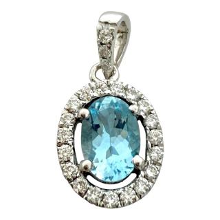 Pendentif Or 18Ct Diamants & Aquamarine