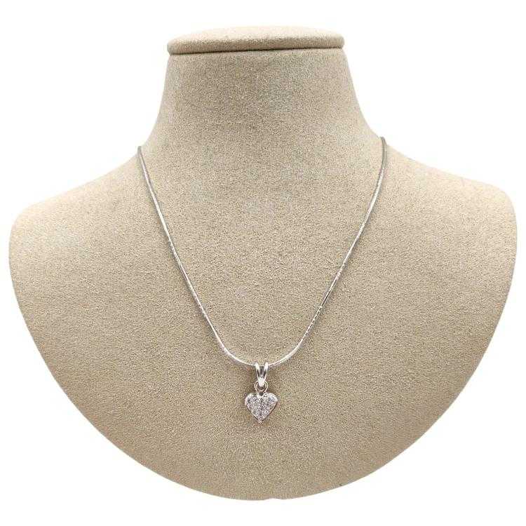 Collier Or Blanc 18 Ct & Diamants