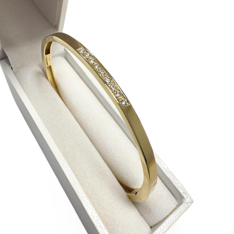 Jonc Or jaune 18ct et Diamants