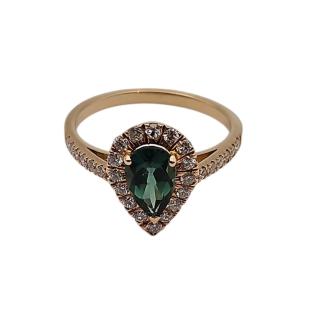 Bague Or Rose 18 Ct Tourmaline et Diamants
