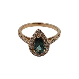 Bague Or Rose 18 Ct Tourmaline et Diamants