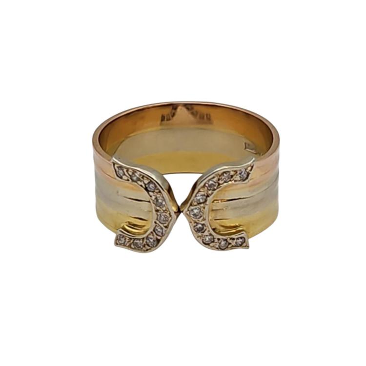 Bague 3 Ors 18 Ct et Diamants