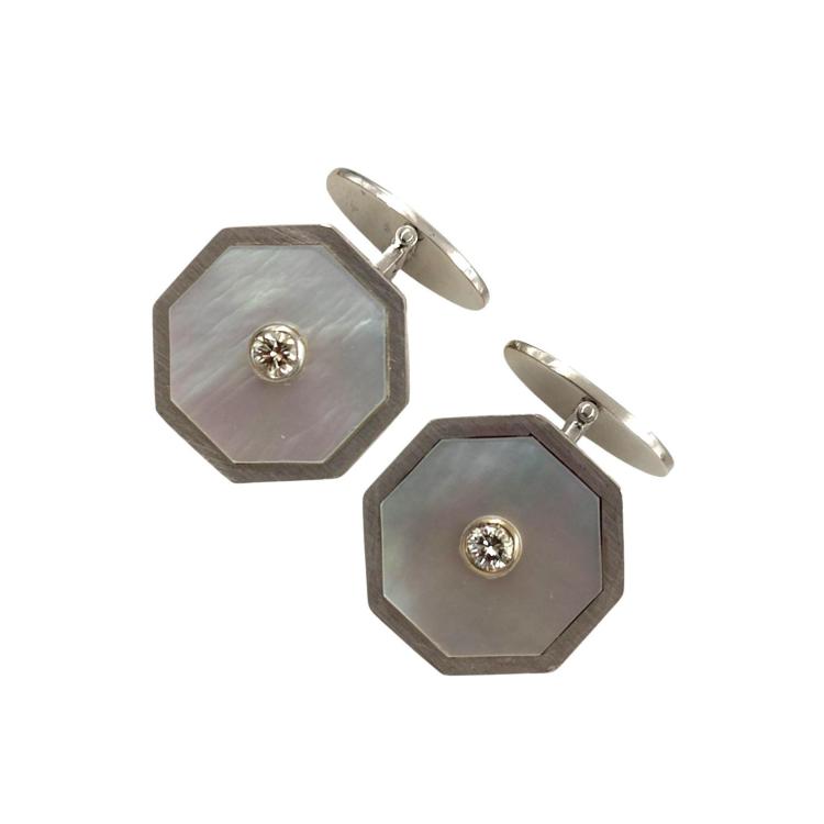 Boutons de Manchette Or Blanc 18 Ct