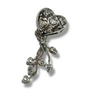 Pendentif or blanc 18ct avec diamants