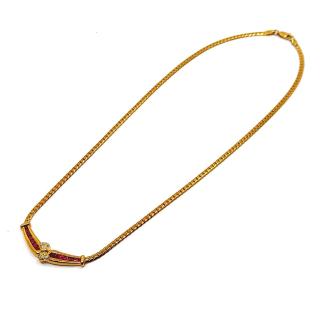 Collier en Or Jaune 18k Rubis & Diamants