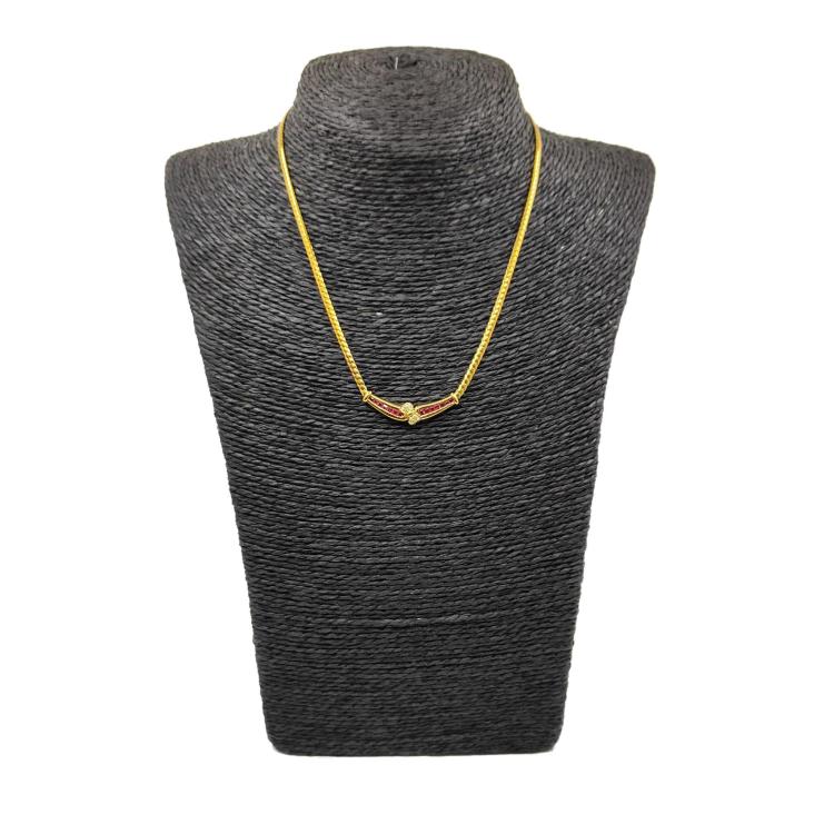 Collier en Or Jaune 18k Rubis & Diamants