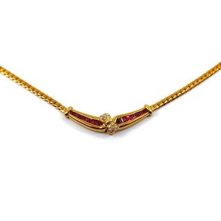 Collier en Or Jaune 18k Rubis & Diamants