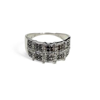 Bague Or blanc 18ct Diamant blanc et noir
