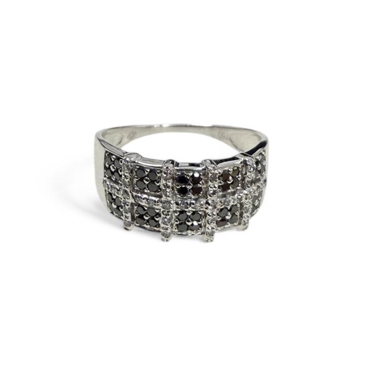 Bague Or blanc 18ct Diamant blanc et noir
