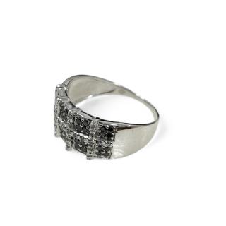 Bague Or blanc 18ct Diamant blanc et noir